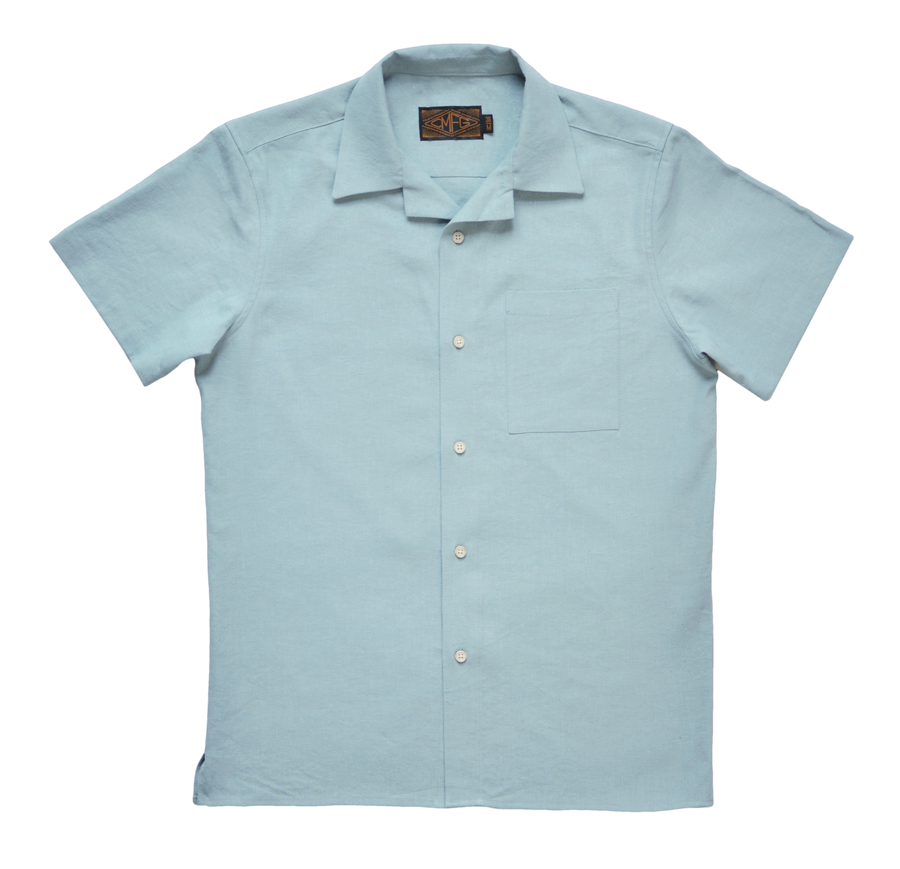 PRE-ORDER: Silk Noil Camp Shirt - Pale Blue | 182